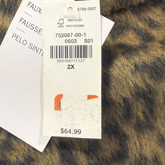 New Old Navy Leopard Print Long Line Coat 2X Textured Jacquard Tall Mob Wife - Picture 12 of 15